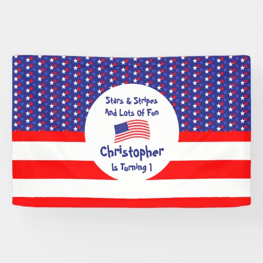 sterren en strips 1e verjaardag spandoek (Horizontaal)