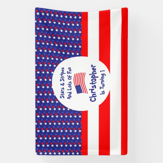 sterren en strips 1e verjaardag spandoek (Verticaal)