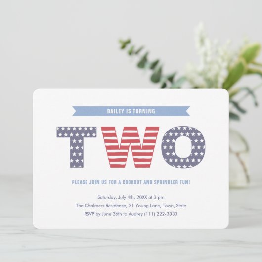 Sterren en strips 2e verjaardag kaart (Staand voorkant)