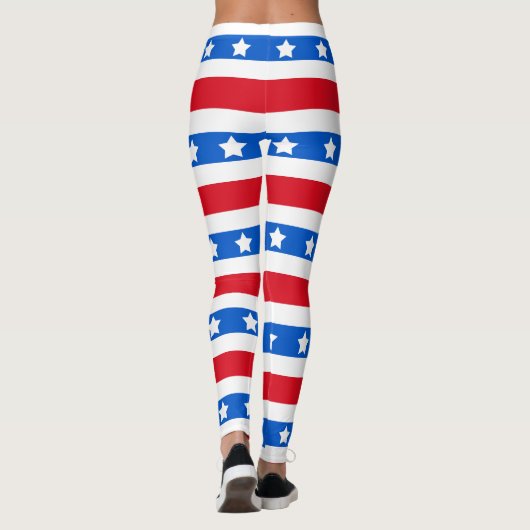 Sterren en strips | Rood wit blauw Leggings (Achterkant)