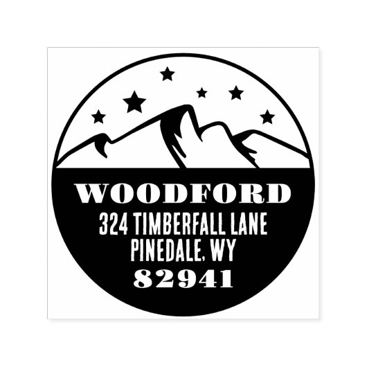 Sterren en Topjes in berggebieden Rustisch Zelfinktende Stempel (Design)