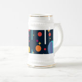 Sterren en vormen op zwarte achtergrond bierpul (Voorkant rechts)