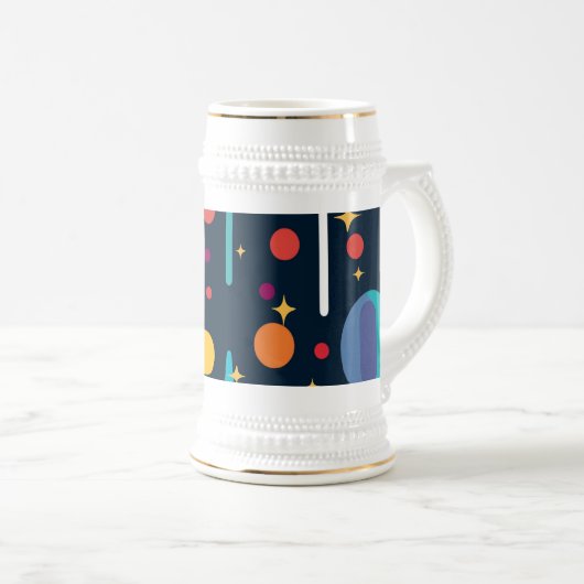 Sterren en vormen op zwarte achtergrond bierpul (Voorkant rechts)