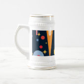 Sterren en vormen op zwarte achtergrond bierpul (Links)