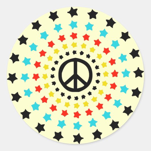 Sterren en vrede ronde sticker (Voorkant)