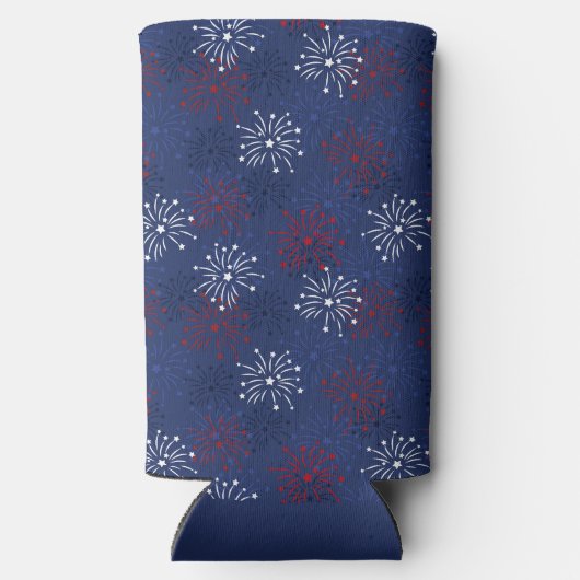 Sterren en vuurwerk: Onafhankelijkheidsdag Seltzer Blikjeskoeler (Achterkant)