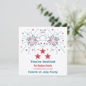 Sterren en vuurwerk uitnodigen kaart (Staand voorkant)