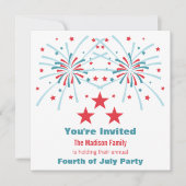 Sterren en vuurwerk uitnodigen kaart (Voorkant)