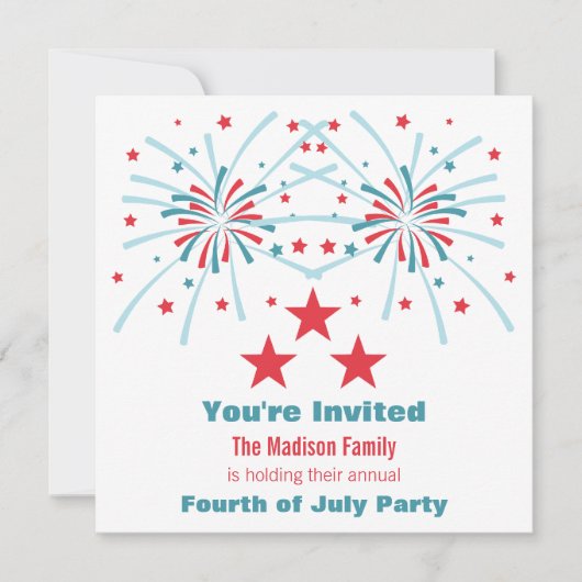 Sterren en vuurwerk uitnodigen kaart (Voorkant)