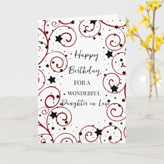 Sterren en wervelingen Dochter in Recht Verjaardag Kaart (Gele Bloem)