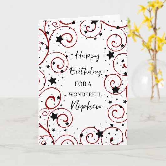 Sterren en wervelingen Neef Verjaardag Kaart (Gele Bloem)