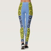 Sterren en wielen in blauw en geel leggings (Achterkant)