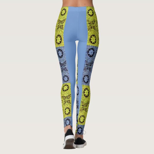 Sterren en wielen in blauw en geel leggings (Achterkant)