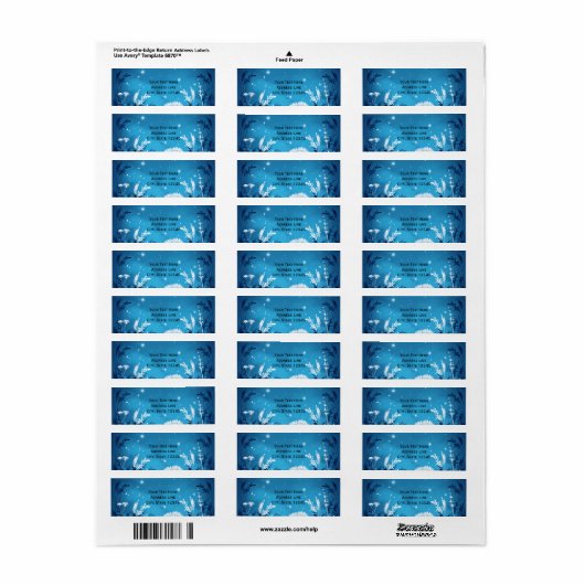 Sterren en woeste blauwe bruiloft etiket (Full Sheet)