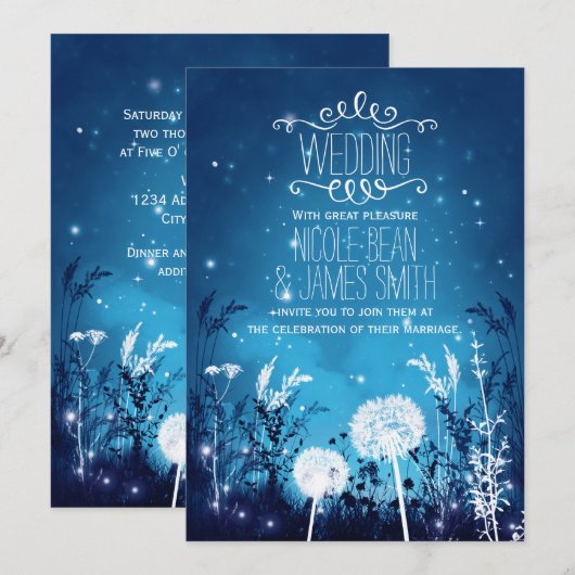 Sterren en woeste blauwe bruiloft kaart (Voorkant / Achterkant)