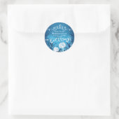 Sterren en woeste blauwe bruiloft ronde sticker (Tas)