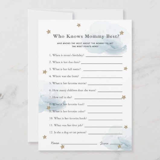 Sterren en wolken die de blauwe kaart van het mama (Voorkant)