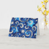 Sterren en Zwemmen in blauw en zilver Kaart (Gele Bloem)