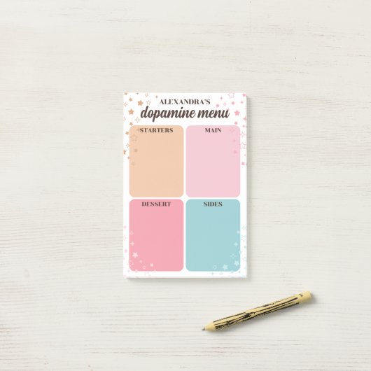 Sterren Flakkeringen Roze Blauw Dopamine Menu Post-it® Notes (Op bureau)