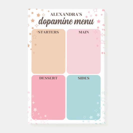 Sterren Flakkeringen Roze Blauw Dopamine Menu Post-it® Notes (Voorkant)