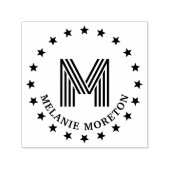 Sterren Frame en Strepen Initiële Naam Monogram Zelfinktende Stempel (Design)