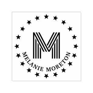 Sterren Frame en Strepen Initiele Naam Monogram Zelfinktende Stempel