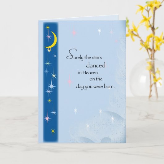 Sterren gedanst in de hemel, verjaardag kaart (Gele Bloem)