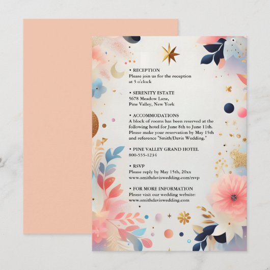 Sterren Glam Bright Pastel Ombre Glitter Bruiloft Informatiekaartje (Voorkant / Achterkant)