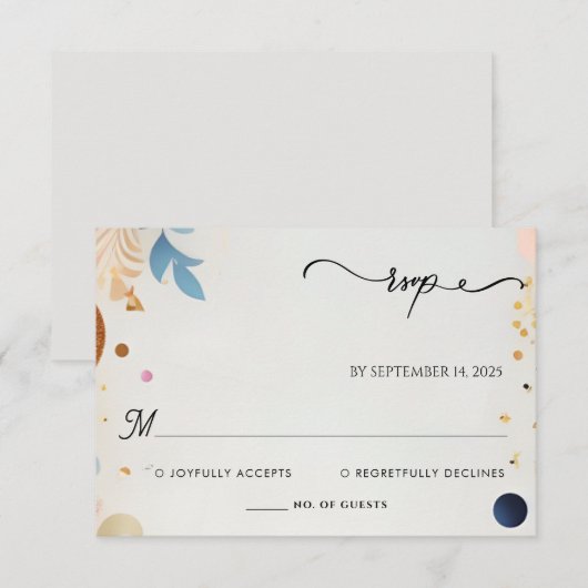 Sterren Glam Bright Pastel Ombre Glitter Bruiloft RSVP Kaartje (Voorkant / Achterkant)