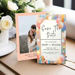 Sterren Glam Bright Pastel Ombre Glitter Bruiloft Save The Date