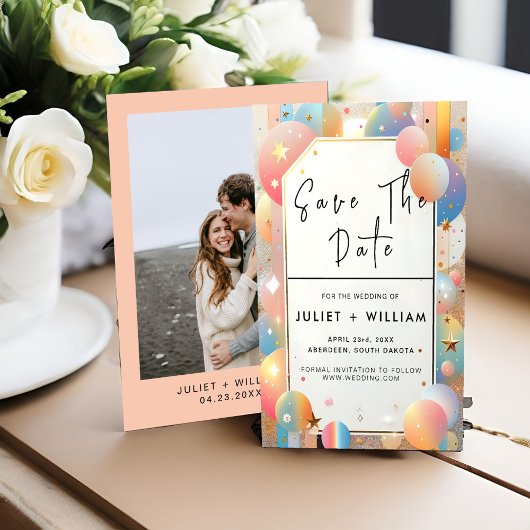 Sterren Glam Bright Pastel Ombre Glitter Bruiloft Save The Date
