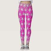 Sterren Glitter Roze en Zilver Leggings (Voorkant)