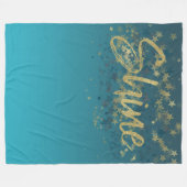 Sterren Gouden Blauwe Glans Fleece Deken (Voorkant (Horizontaal))