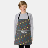 Sterren Grijs Geel Minimaal Patroon Schort (Gedragen)