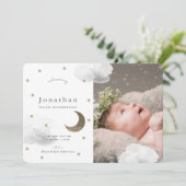 Sterren & Grijze Wolken Foto Baby Aankondiging (Staand voorkant)