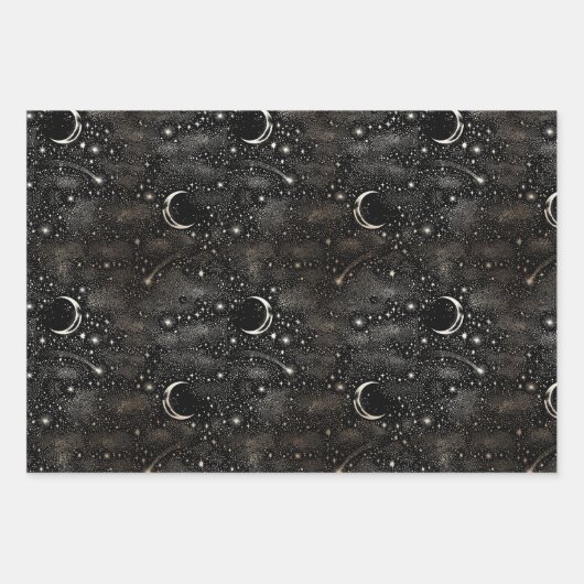 Sterren Halve Maan Nacht Hemel Hemel Hemel Mystiek Inpakpapier Vel (Voorkant 3)