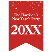 Sterren Happy Nieuwjaar rood-witte viering Vlaggetjes (Eerste vlag)