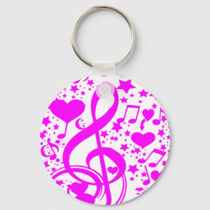 Sterren, hart en muzieknoten-roze_ sleutelhanger