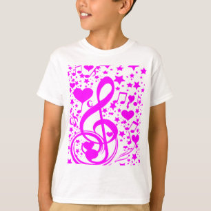 Sterren, hart en muzieknoten-roze_ t-shirt