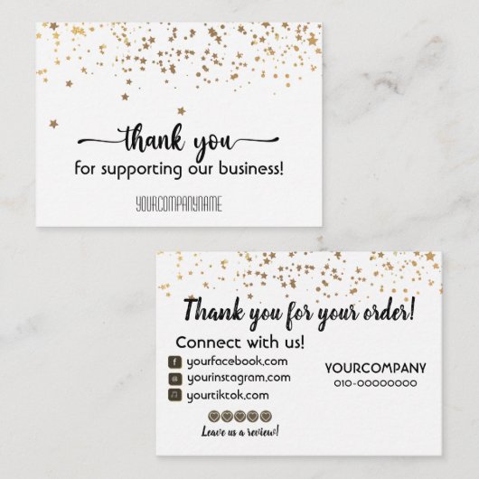 Sterren Hartelijk dank voor de ondersteuning van o Notitiekaartje (Voorkant / Achterkant)