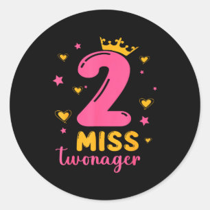 Sterren harten 2 jaar oud miss twonager gelukkig ronde sticker