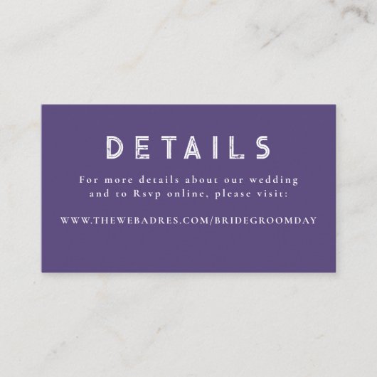 Sterren hemelse bruiloft details informatiekaartje (Voorkant)