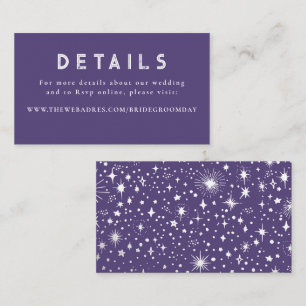 Sterren hemelse bruiloft details informatiekaartje