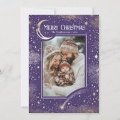 Sterren Hemelse Magische Vrolijke Kerstfoto Feestdagenkaart (Voorkant)