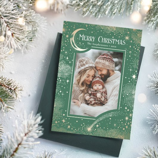 Sterren Hemelse Magische Vrolijke Kerstfoto Feestdagenkaart