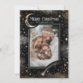 Sterren Hemelse Magische Vrolijke Kerstfoto Feestdagenkaart (Voorkant)