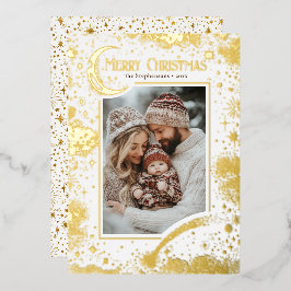 Sterren Hemelse Magische Vrolijke Kerstfoto Folie Feestdagenkaart