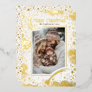 Sterren Hemelse Magische Vrolijke Kerstfoto Folie Feestdagenkaart