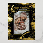 Sterren Hemelse Magische Vrolijke Kerstfoto Folie Feestdagenkaart<br><div class="desc">Stuur uw vakantie groeten in stijl met deze unieke Merry Christmas-kaart met een echt gouden folie hemels ontwerp. Vier het seizoen met een prachtig sterrennacht thema dat de foto van je familie prachtig aanvult. De rijke, levendige graphics roepen de magie en het wonder van de heilige winternacht op en vertellen...</div>