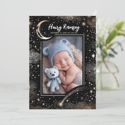 Sterren Hemelse Schattigee Pasgeboren Foto's Geboo Aankondiging (Staand voorkant)